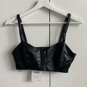 NWT Zara Faux Leather Super Cropped Top